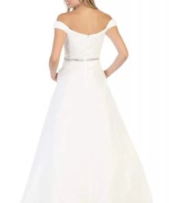 Formal Gowns May Queen - RQ7807 Off-Shoulder Embellished A-line Dress