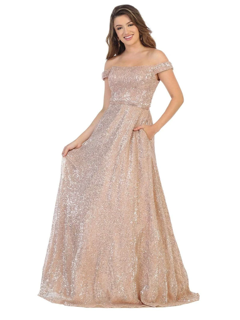 Formal Gowns May Queen - RQ7807 Off-Shoulder Embellished A-line Dress 5 Formal Gowns May Queen - RQ7807 Off-Shoulder Embellished A-line Dress