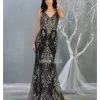 May Queen - RQ7843 Fully Embellished V-Neck Mermaid Dress Formal Gowns