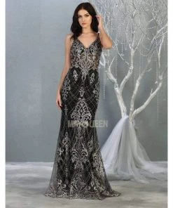 May Queen - RQ7843 Fully Embellished V-Neck Mermaid Dress Formal Gowns