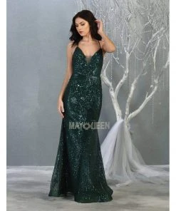 Formal Gowns May Queen - RQ7878 Strappy Sequined Trumpet Dress