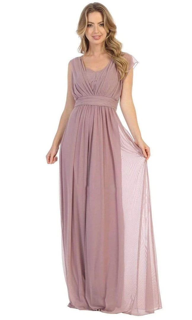 May Queen - Ruched Asymmetric Sheath Dress MQ1746 - 1 Pc Mauve In Size 18 Available 4 May Queen - Ruched Asymmetric Sheath Dress MQ1746 - 1 Pc Mauve In Size 18 Available