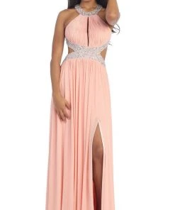 Formal Gowns May Queen - Ruched Halter A-Line Evening Gown
