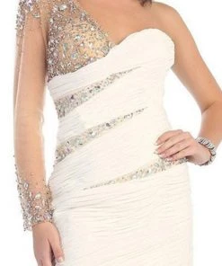 Cocktail Dresses May Queen - Ruched One Shoulder Sleeve Cocktail Dress 10 Cocktail Dresses May Queen - Ruched One Shoulder Sleeve Cocktail Dress