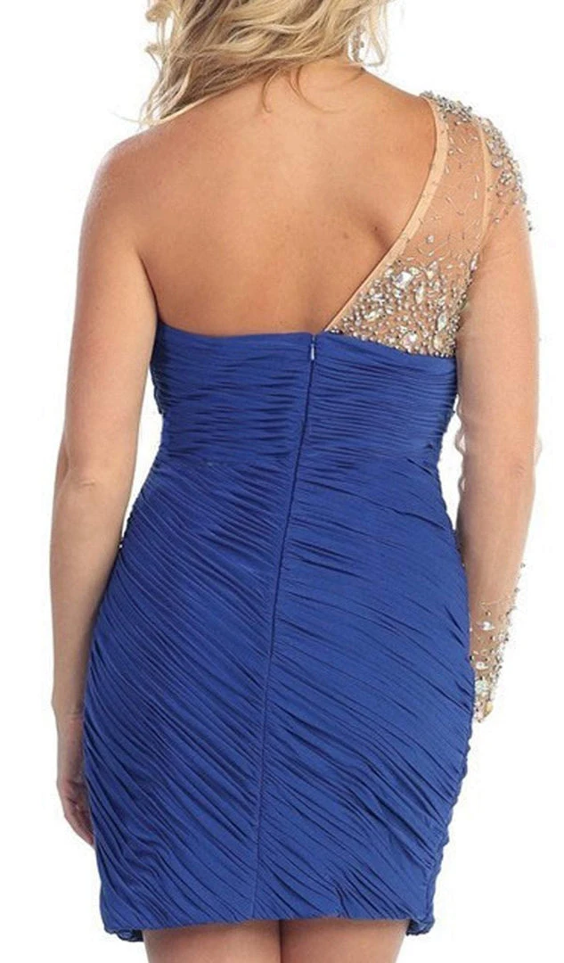 Cocktail Dresses May Queen - Ruched One Shoulder Sleeve Cocktail Dress 5 Cocktail Dresses May Queen - Ruched One Shoulder Sleeve Cocktail Dress