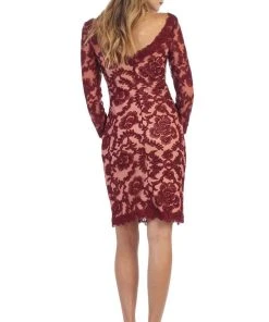 May Queen - Scalloped Damask Lace Illusion Cocktail Dress Cocktail Dresses