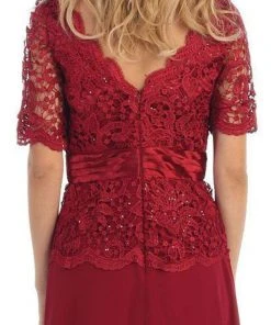 Formal Gowns May Queen - Scalloped V-neck A-line Mother Of The Bride Dress 15 Formal Gowns May Queen - Scalloped V-neck A-line Mother Of The Bride Dress