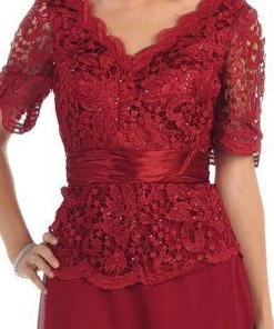 Formal Gowns May Queen - Scalloped V-neck A-line Mother Of The Bride Dress 14 Formal Gowns May Queen - Scalloped V-neck A-line Mother Of The Bride Dress