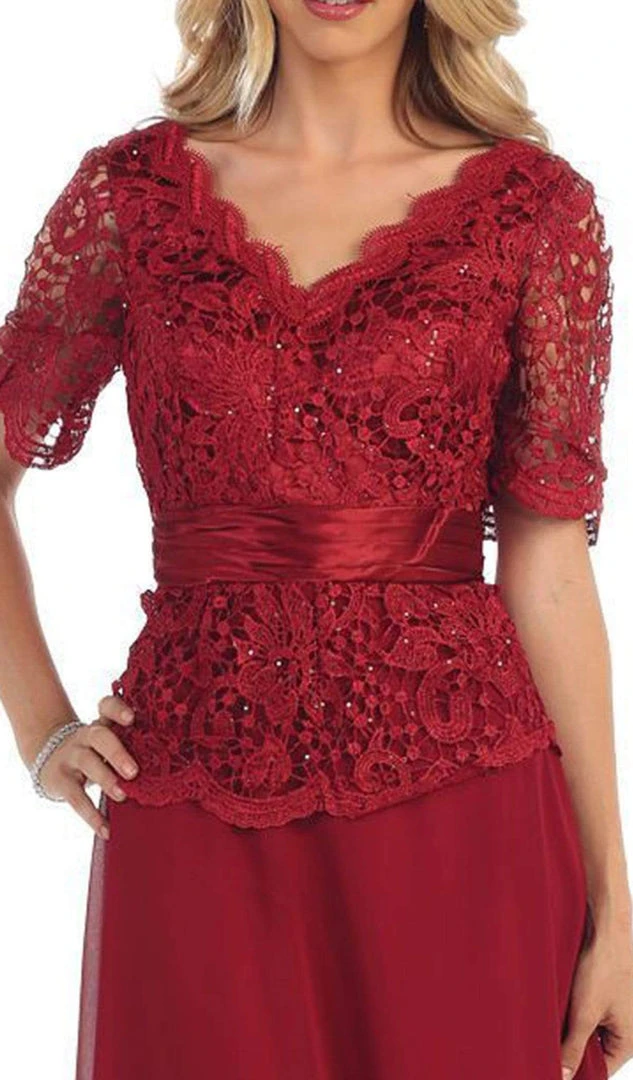 Formal Gowns May Queen - Scalloped V-neck A-line Mother Of The Bride Dress 7 Formal Gowns May Queen - Scalloped V-neck A-line Mother Of The Bride Dress