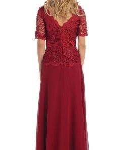 Formal Gowns May Queen - Scalloped V-neck A-line Mother Of The Bride Dress 13 Formal Gowns May Queen - Scalloped V-neck A-line Mother Of The Bride Dress