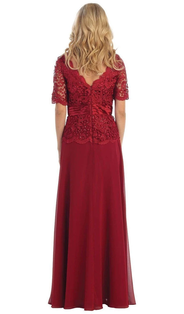 Formal Gowns May Queen - Scalloped V-neck A-line Mother Of The Bride Dress 6 Formal Gowns May Queen - Scalloped V-neck A-line Mother Of The Bride Dress