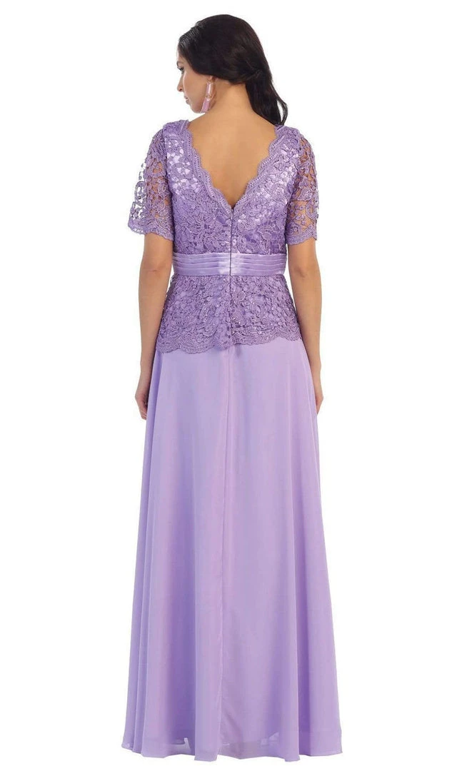 Formal Gowns May Queen - Scalloped V-neck A-line Mother Of The Bride Dress 4 Formal Gowns May Queen - Scalloped V-neck A-line Mother Of The Bride Dress