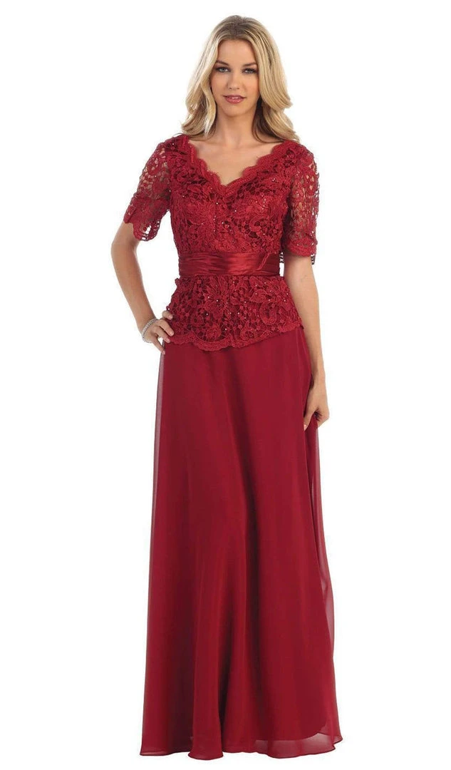 Formal Gowns May Queen - Scalloped V-neck A-line Mother Of The Bride Dress 5 Formal Gowns May Queen - Scalloped V-neck A-line Mother Of The Bride Dress