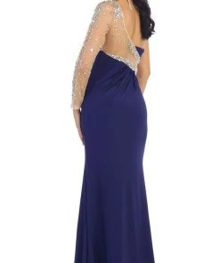 May Queen - Sequined One Shoulder Sleeve Evening Gown Formal Gowns 18 May Queen - Sequined One Shoulder Sleeve Evening Gown Formal Gowns