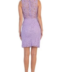 Cocktail Dresses May Queen - Sleeveless Illusion Jewel Sheath Cocktail Dress
