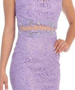 Cocktail Dresses May Queen - Sleeveless Illusion Jewel Sheath Cocktail Dress