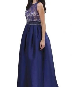 May Queen - Sleeveless Lace Applique Taffeta Formal Ball Gown Formal Gowns