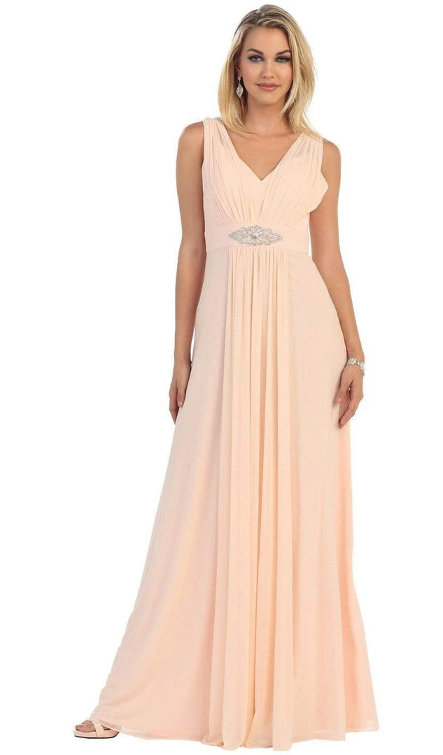 Formal Gowns May Queen - Sleeveless Ruched Panel A-Line Long Bridesmaid Dress 7 Formal Gowns May Queen - Sleeveless Ruched Panel A-Line Long Bridesmaid Dress