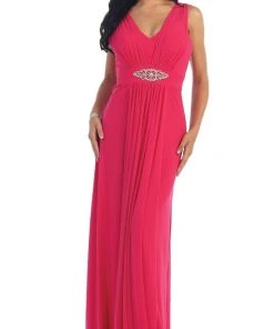 Formal Gowns May Queen - Sleeveless Ruched Panel A-Line Long Bridesmaid Dress 22 Formal Gowns May Queen - Sleeveless Ruched Panel A-Line Long Bridesmaid Dress