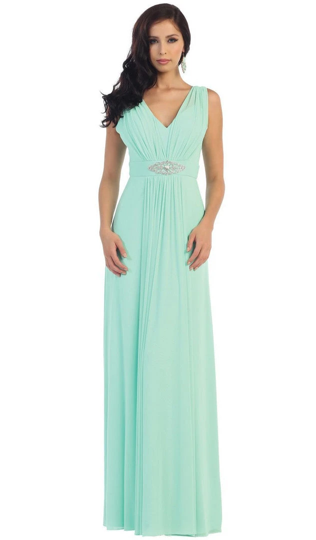 Formal Gowns May Queen - Sleeveless Ruched Panel A-Line Long Bridesmaid Dress 12 Formal Gowns May Queen - Sleeveless Ruched Panel A-Line Long Bridesmaid Dress