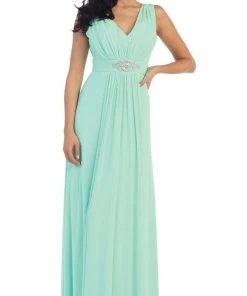 Formal Gowns May Queen - Sleeveless Ruched Panel A-Line Long Bridesmaid Dress 25 Formal Gowns May Queen - Sleeveless Ruched Panel A-Line Long Bridesmaid Dress