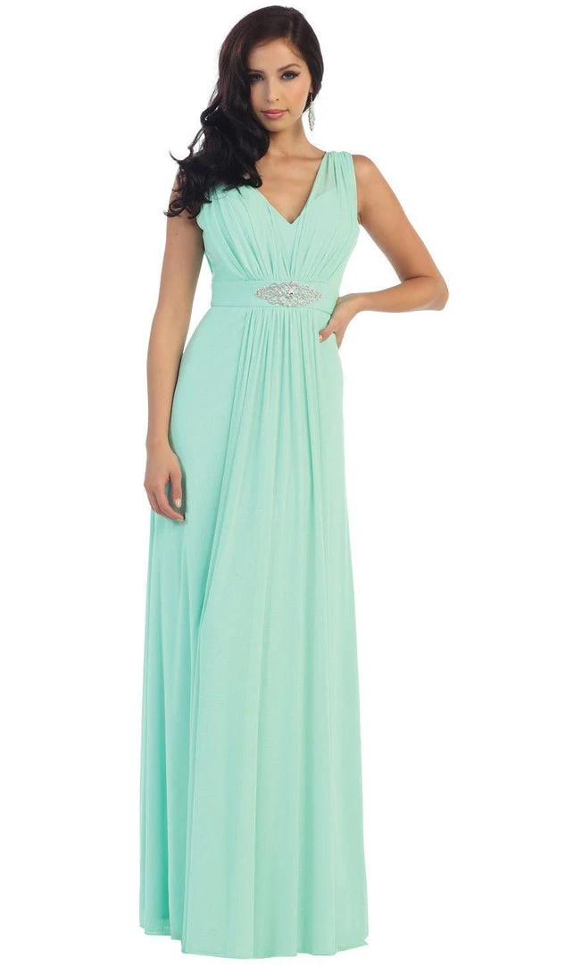 Formal Gowns May Queen - Sleeveless Ruched Panel A-Line Long Bridesmaid Dress 13 Formal Gowns May Queen - Sleeveless Ruched Panel A-Line Long Bridesmaid Dress