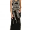 May Queen - Sleeveless V-neck Embellished Sheath Evening Gown