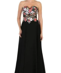 May Queen - Strapless Embellished Chiffon Evening Gown Formal Gowns
