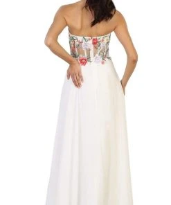 May Queen - Strapless Embellished Chiffon Evening Gown Formal Gowns