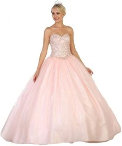 Formal Gowns May Queen - Strapless Embellished Sweetheart Quinceanera Ballgown