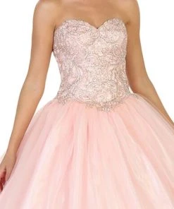 Formal Gowns May Queen - Strapless Embellished Sweetheart Quinceanera Ballgown