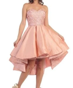 May Queen - Strapless High-Low Pleated Cocktail Dress Cocktail Dresses