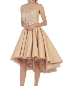 May Queen - Strapless High-Low Pleated Cocktail Dress Cocktail Dresses