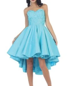 May Queen - Strapless High-Low Pleated Cocktail Dress Cocktail Dresses