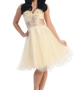 Cocktail Dresses May Queen - Strapless Jeweled Cummerbund Cocktail Dress