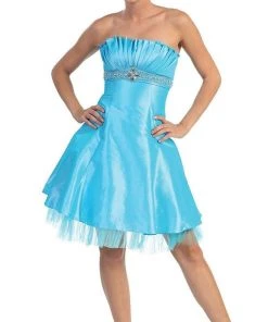May Queen - Strapless Pleated Bodice Empire Cocktail Dress MQ596 Cocktail Dresses