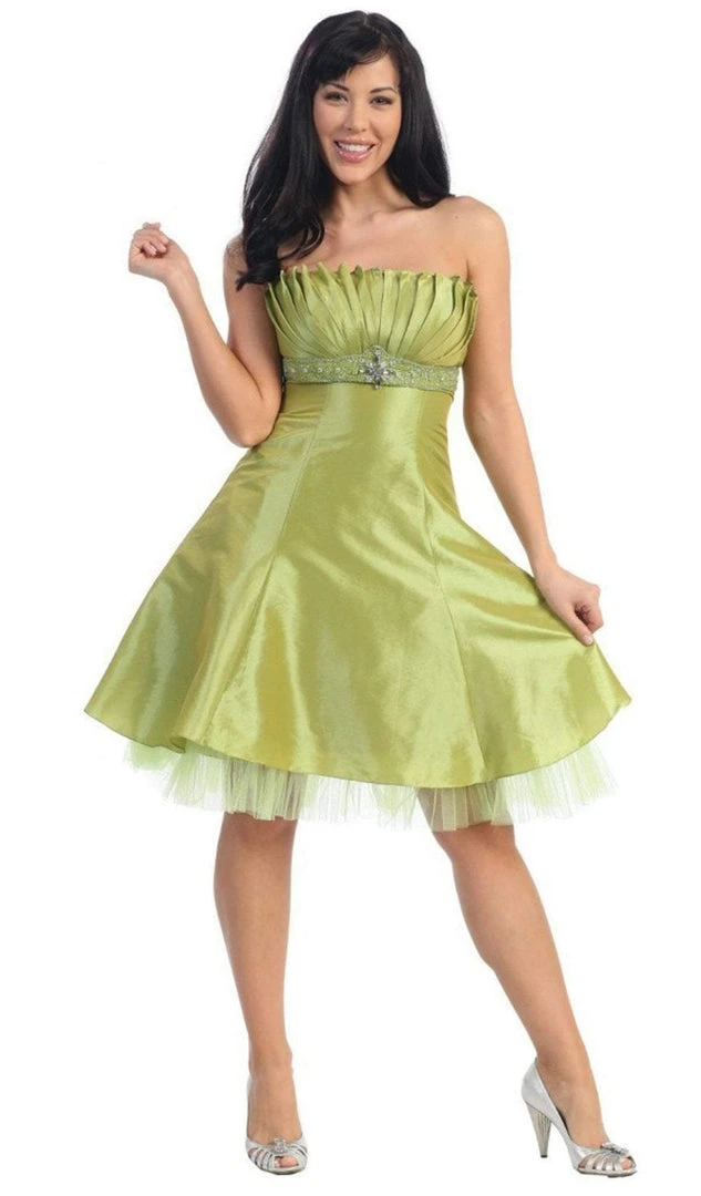 May Queen - Strapless Pleated Bodice Empire Cocktail Dress MQ596 Cocktail Dresses 10 May Queen - Strapless Pleated Bodice Empire Cocktail Dress MQ596 Cocktail Dresses