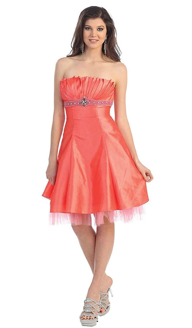 May Queen - Strapless Pleated Bodice Empire Cocktail Dress MQ596 Cocktail Dresses 7 May Queen - Strapless Pleated Bodice Empire Cocktail Dress MQ596 Cocktail Dresses