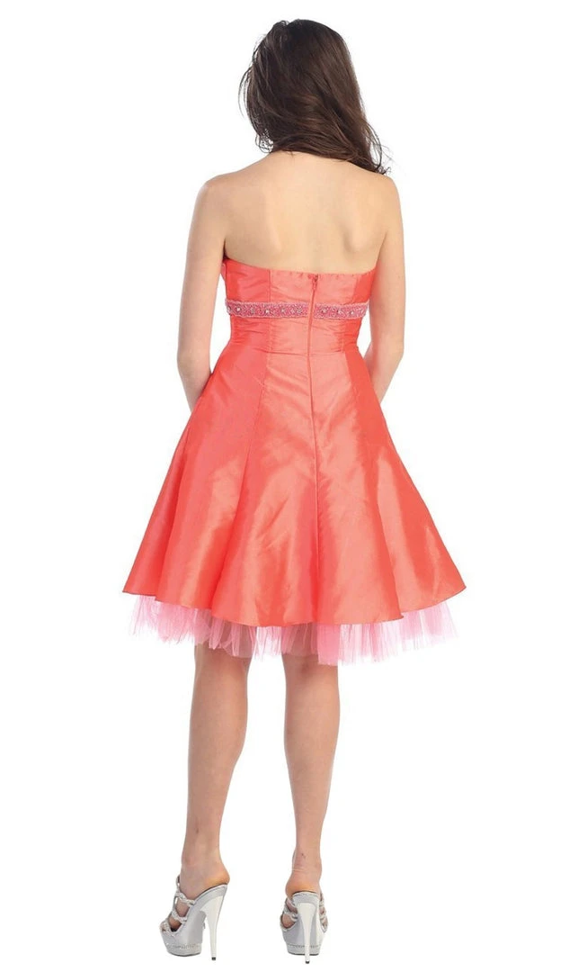 May Queen - Strapless Pleated Bodice Empire Cocktail Dress MQ596 Cocktail Dresses 8 May Queen - Strapless Pleated Bodice Empire Cocktail Dress MQ596 Cocktail Dresses