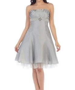 May Queen - Strapless Pleated Bodice Empire Cocktail Dress MQ596 Cocktail Dresses 25 May Queen - Strapless Pleated Bodice Empire Cocktail Dress MQ596 Cocktail Dresses