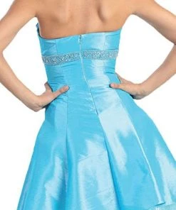 May Queen - Strapless Pleated Bodice Empire Cocktail Dress