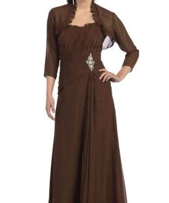 May Queen - Strapless Pleated Mother Of The Bride Gown With Bolero