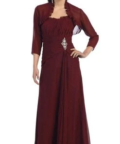 May Queen - Strapless Pleated Mother Of The Bride Gown With Bolero