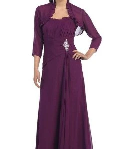 May Queen - Strapless Pleated Mother Of The Bride Gown With Bolero