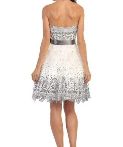 May Queen - Strapless Straight Mesh Cocktail Dress 13 May Queen - Strapless Straight Mesh Cocktail Dress