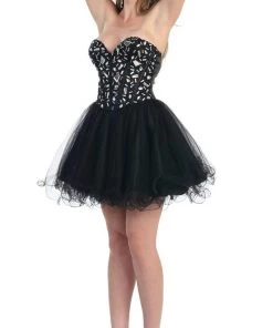 Cocktail Dresses May Queen - Strapless Sweetheart Corset Cocktail Dress MQ 873