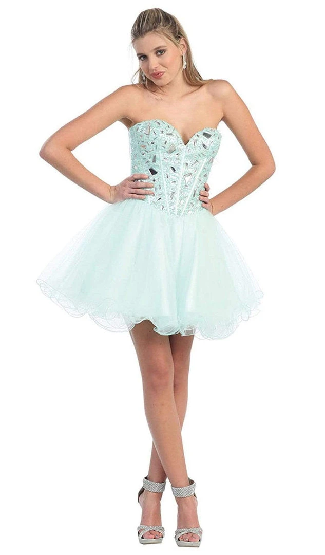 Cocktail Dresses May Queen - Strapless Sweetheart Corset Cocktail Dress MQ 873 8 Cocktail Dresses May Queen - Strapless Sweetheart Corset Cocktail Dress MQ 873