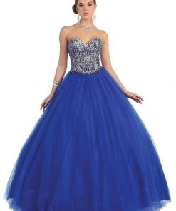 May Queen - Strapless Sweetheart Sequined Formal Ballgown