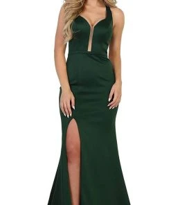 May Queen - Strappy Fitted Plunging Trumpet Prom Dress Formal Gowns