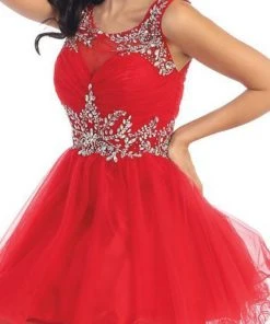 May Queen - Stunning Beaded Illusion Neck Cocktail Dress